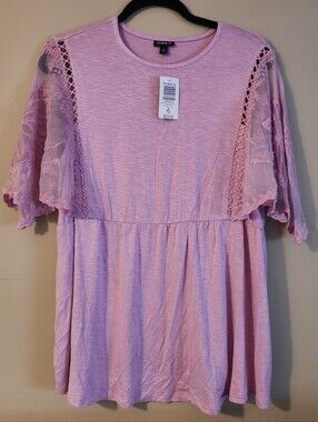 Torrid Orchid Embroidered Flutter Sleeve Top